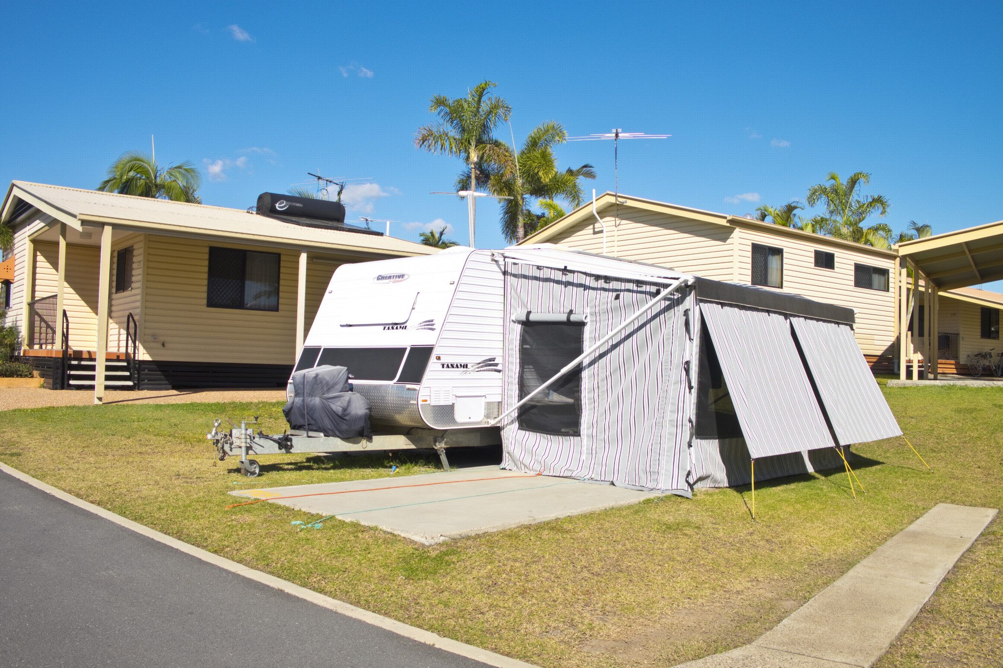 A Caravan On A Powered Caravan Site At Brisbane Holiday Village