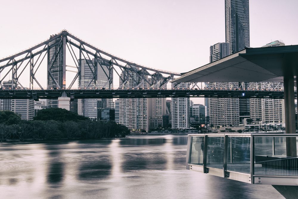 Overlooking The Brisbane River, Story Bridge And Cityscapes