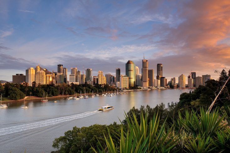 Overlooking the Brisbane City and River