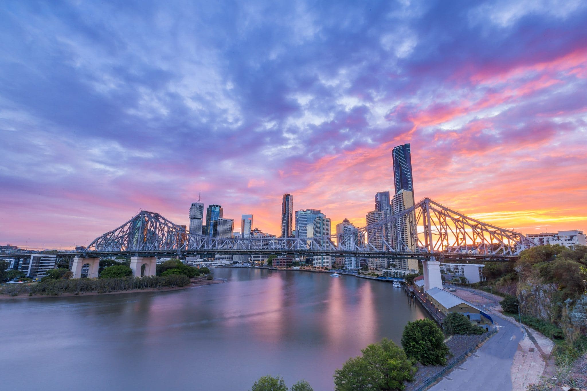 A Sunset Over Brisbane City and River