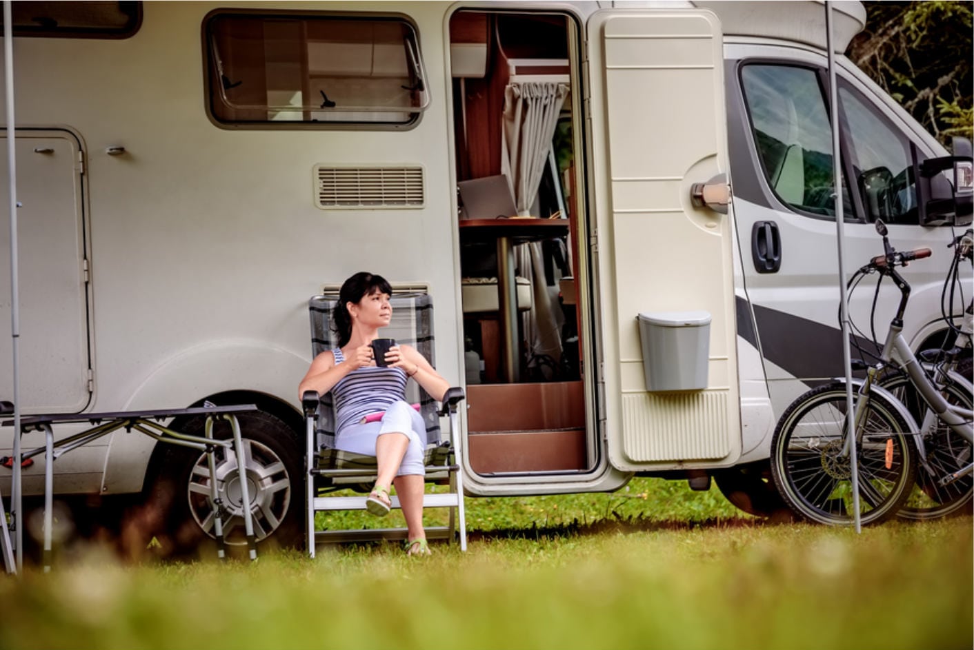 Brisbane Caravan Parks woman sitting peacfully