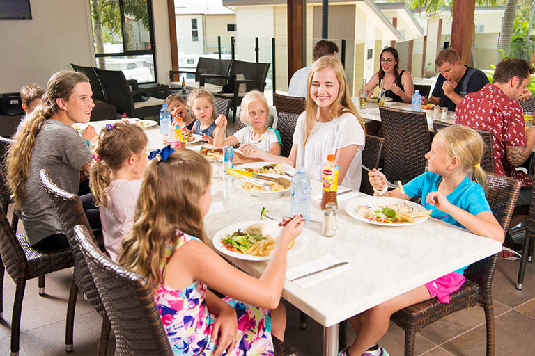 Kids enjoying lunch at Lagoona Resort Restaurant