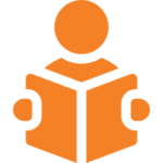 Person reading a book icon