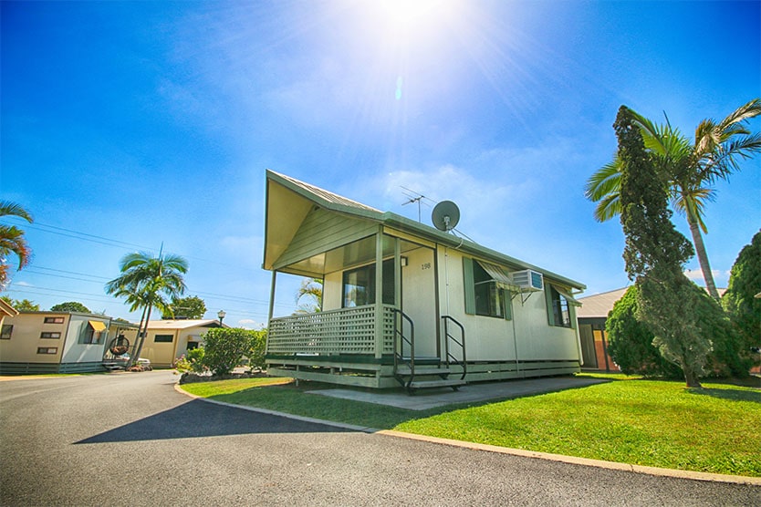 Front view outside a 1 bedroom long term villa at Brisbane Holiday Village