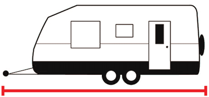 2 axle caravan icon with measurement line