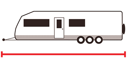 3 axle caravan icon with measurement line