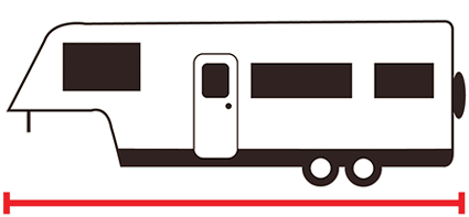 5th wheeler caravan icon with measurement line