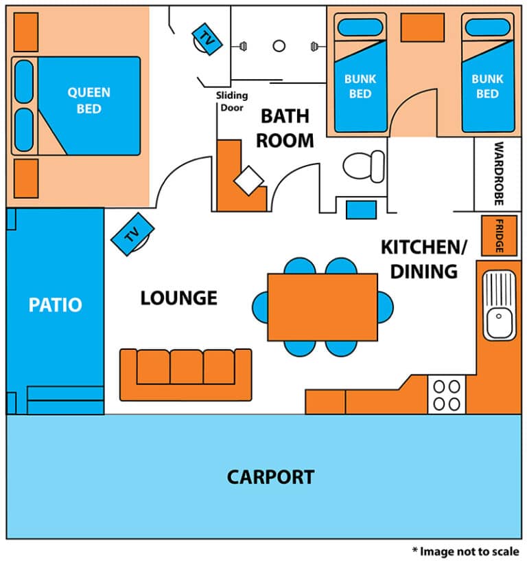 Floor Plan of a Cosmo Cabin at Brisbane Holiday Village