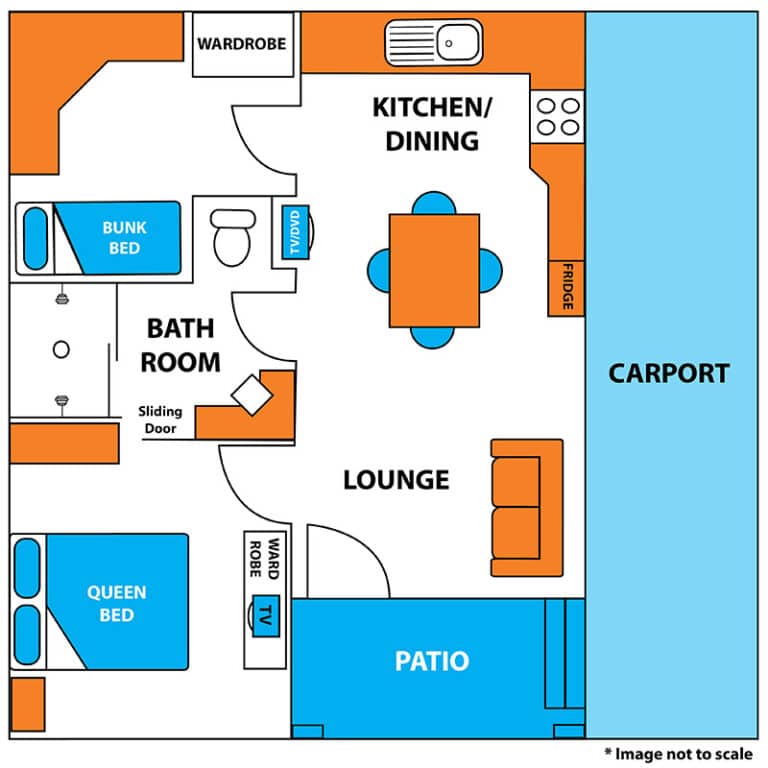 Floor plan of the Metro Cabin at Brisbane Holiday Village