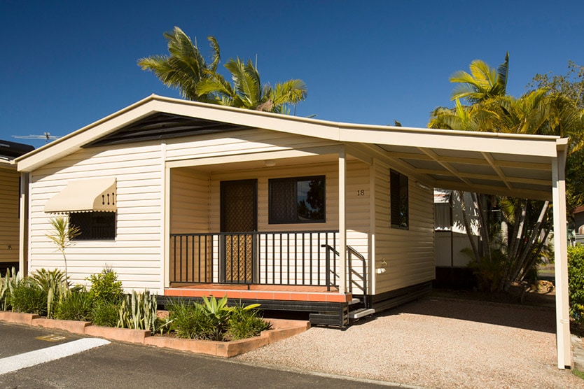 Front of a Metro Cabin at Brisbane Holiday Village
