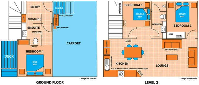 Floor plan of the Penthouse Cabin Apartment at Brisbane Holiday Village