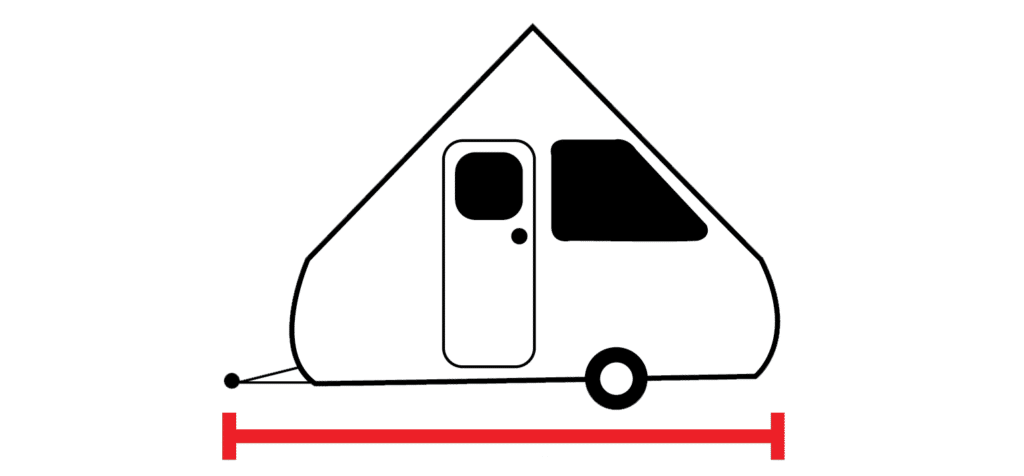 Pop-up caravan icon with measurement