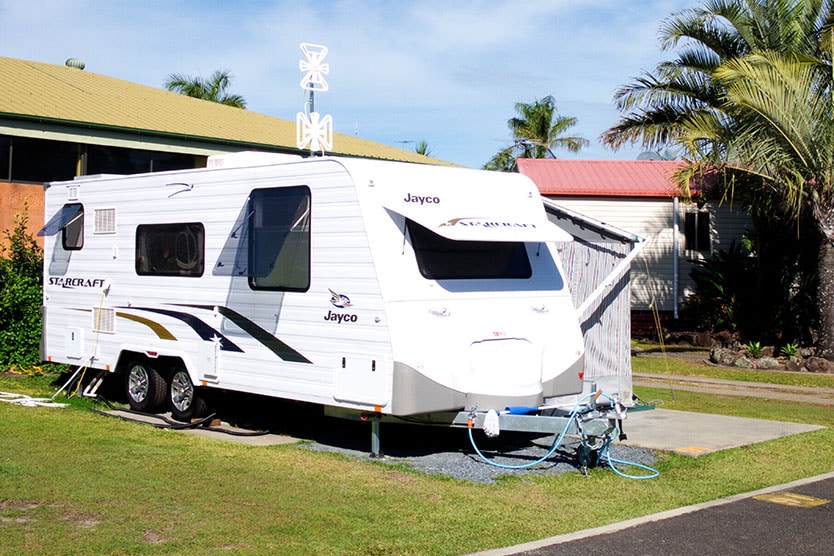 Caravan on an up to 7m caravan site at Brisbane Holiday Village