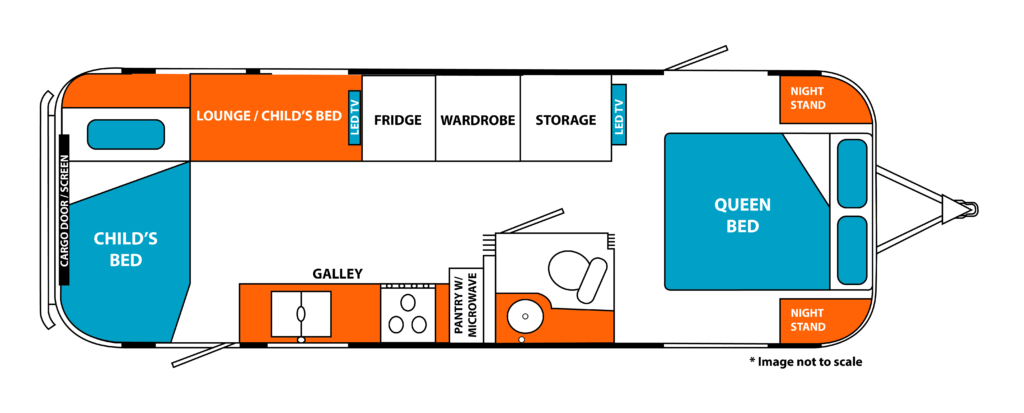 Floor plan of 27 foot Airstream Caravans