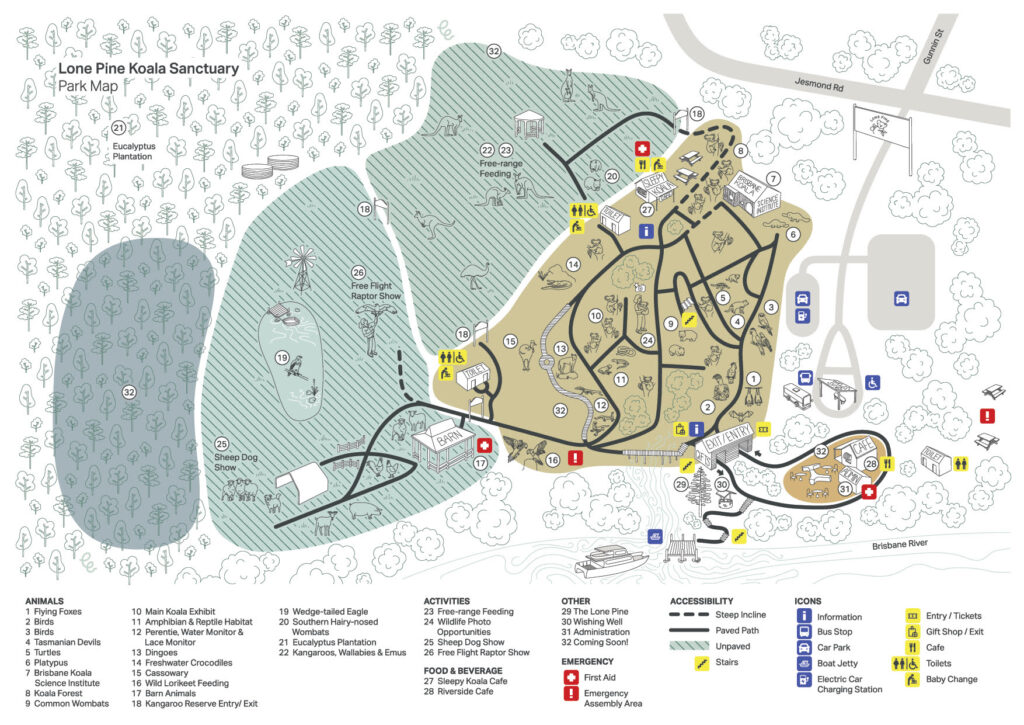 Lone Pine Koala Sanctuary Map - Attraction near Brisbane Holiday Village